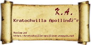 Kratochvilla Apollinár névjegykártya